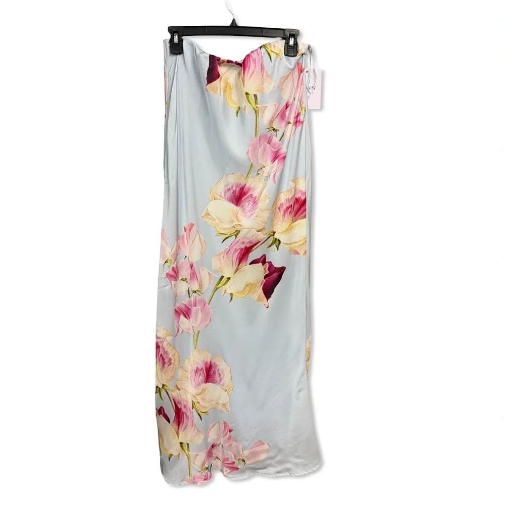 Runaway the Label Verity Maxi Skirt in Cadence Floral satin slip Revolve L - Picture 7 of 10